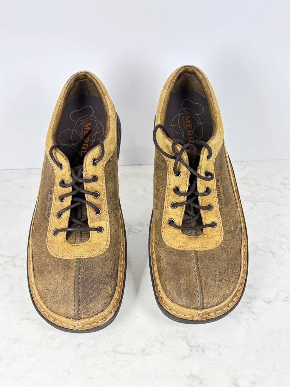 Merrell Men's Two-Tone Brown & Tan Suede Casual Lace-Up Shoes